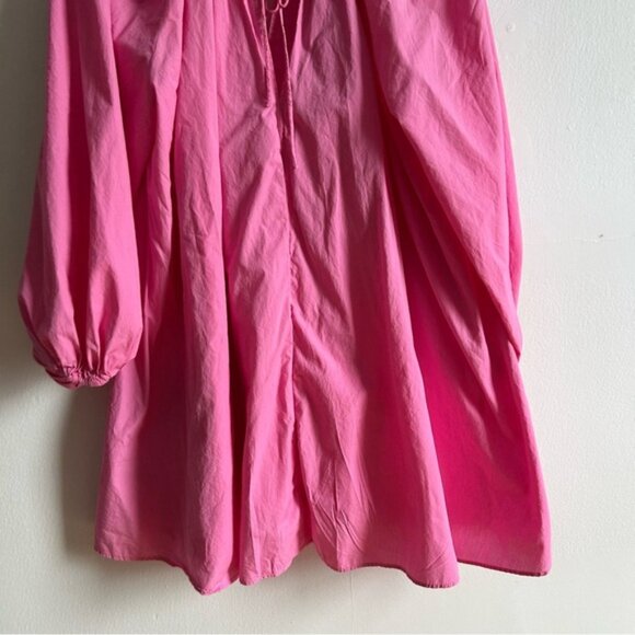 H&M Sz M Cotton Hot Pink Balloon Sleeves Dress - Picture 6 of 8